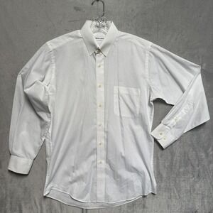 Pierre Cardin Dress Shirt Mens 15 32/33 White Solid Button Front Long Sleeve